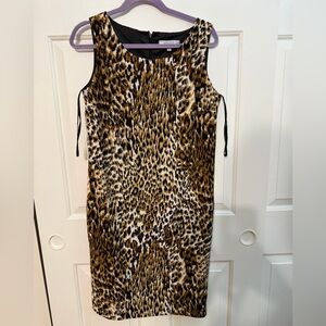Kasper Leopard Print Sleeveless Dress